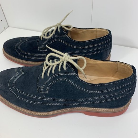 1901 Dark Navy Suede Oxfords Wing Tip Men\'s 12M